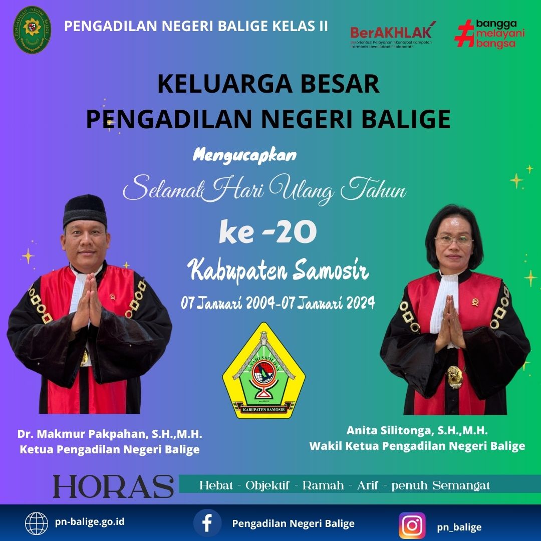 SELAMAT ULANG TAHUN KE-20 KABUPATEN SAMOSIR